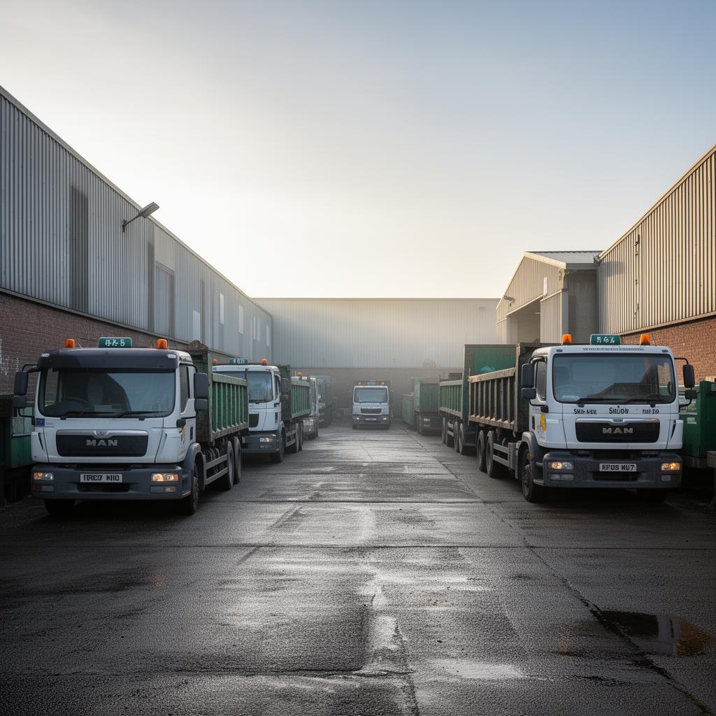 Skip lorries parked at the Mill Lane yard